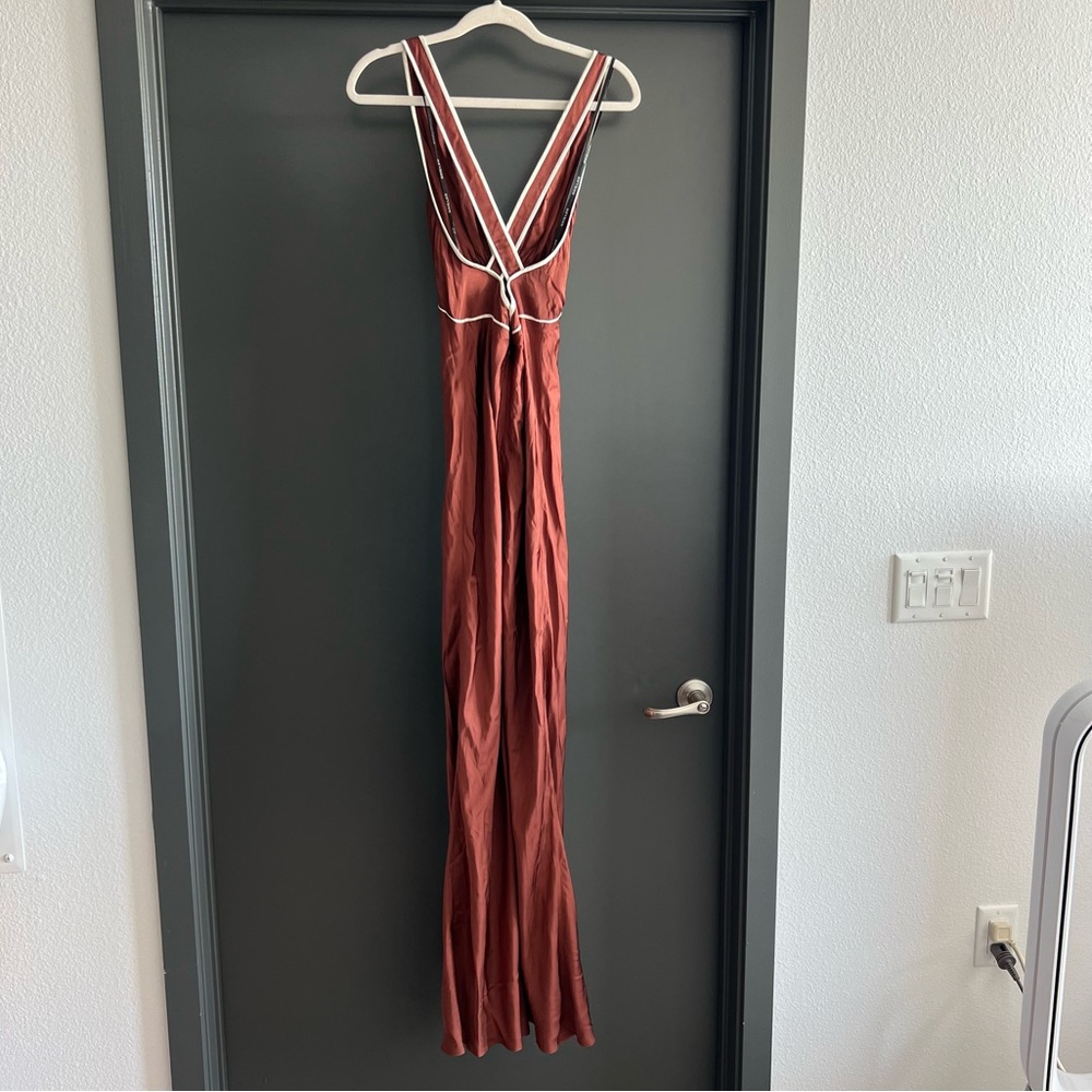 Shona Joy Belkis Contrast Plunged Cross Back Maxi Dress Size 4 NEW! With tags! - Picture 9 of 16